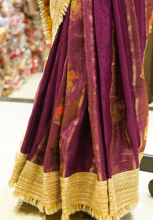 Royal Wine Purple Dola Silk Saree