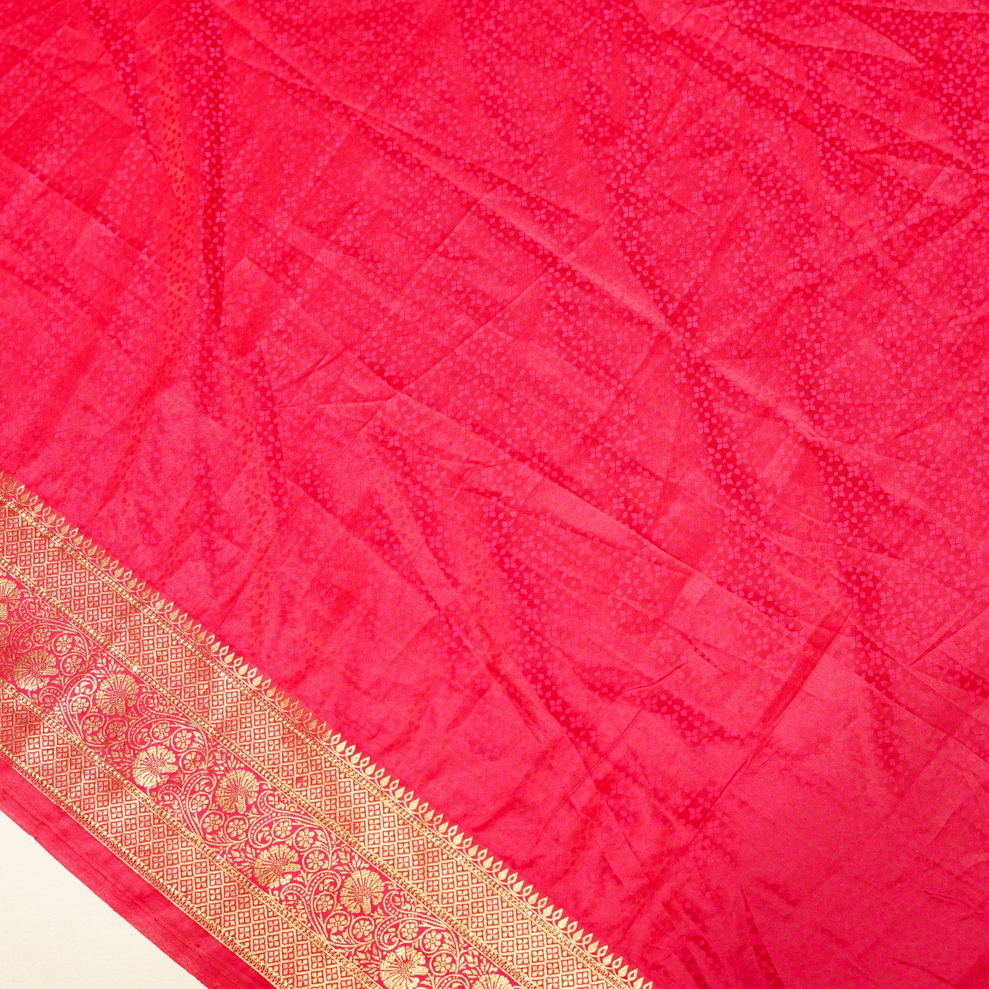 Pink Orange Multicolour Floral Zari Saree