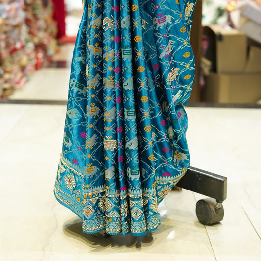 Royal Blue Ghat Chola Print Dolla Silk Saree