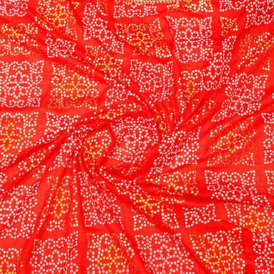 Red Georgette Sequin Saree