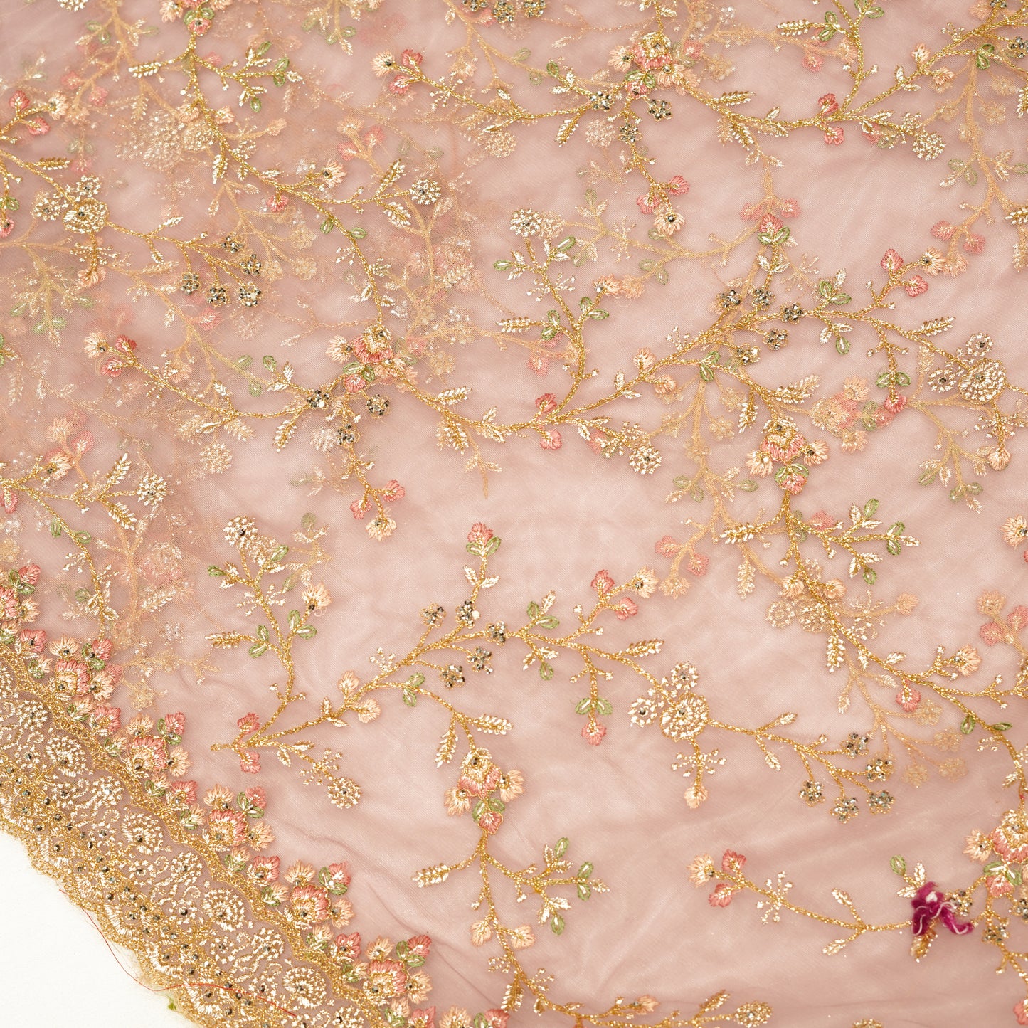 Lilac Multicolour Net Saree