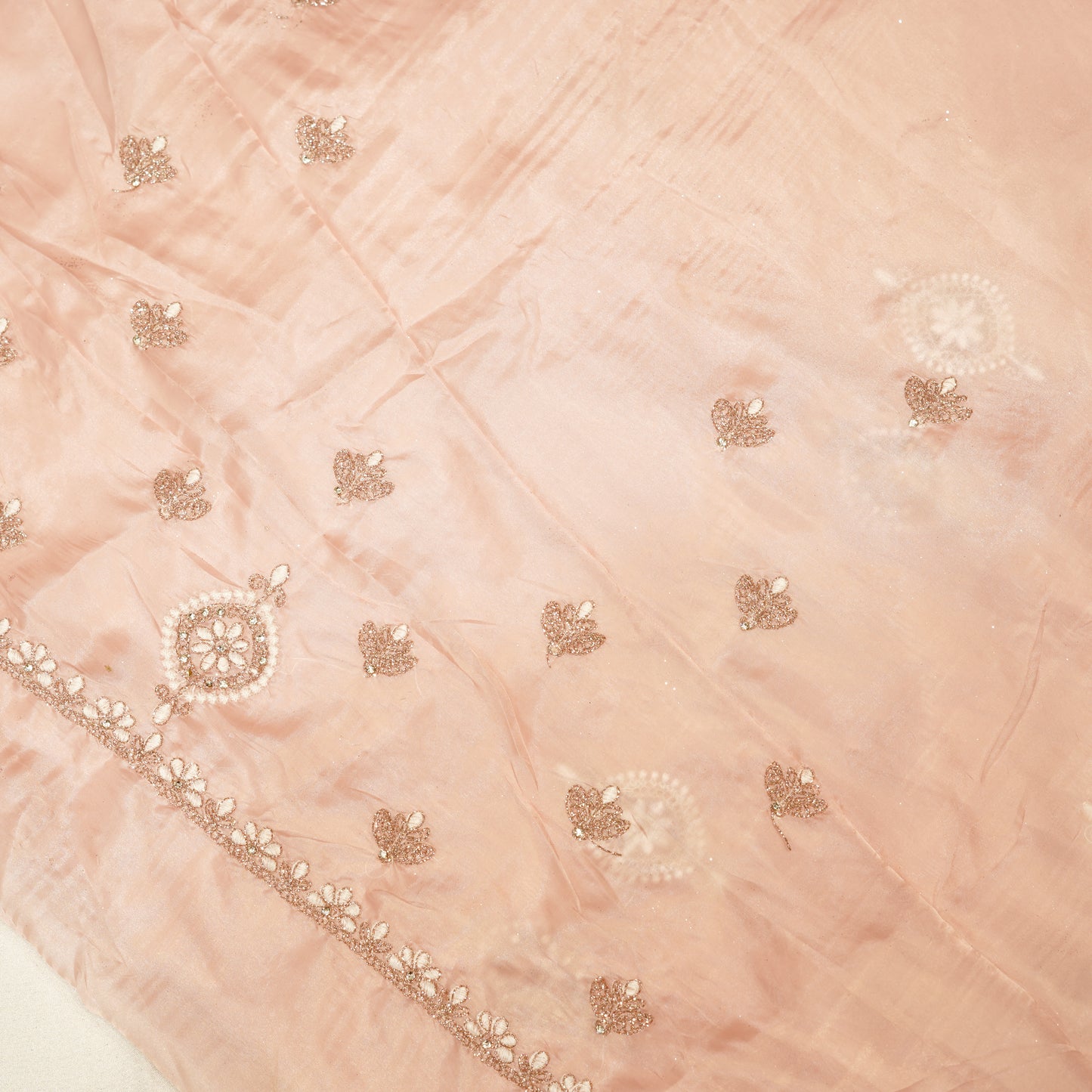 Peach Pink Glass Tissue Silk Saree