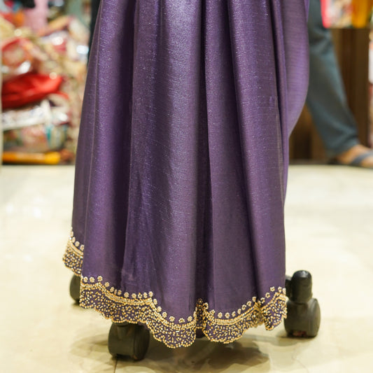 Purple Satin Crepe Saree