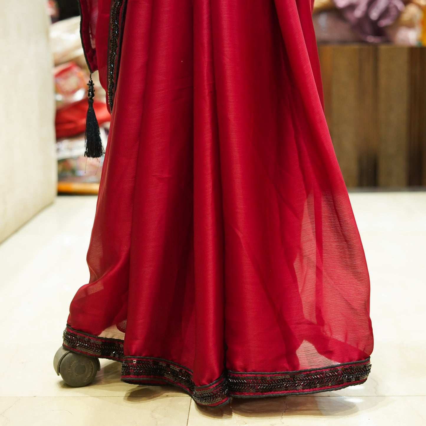 Dark Maroon Sequin Saree
