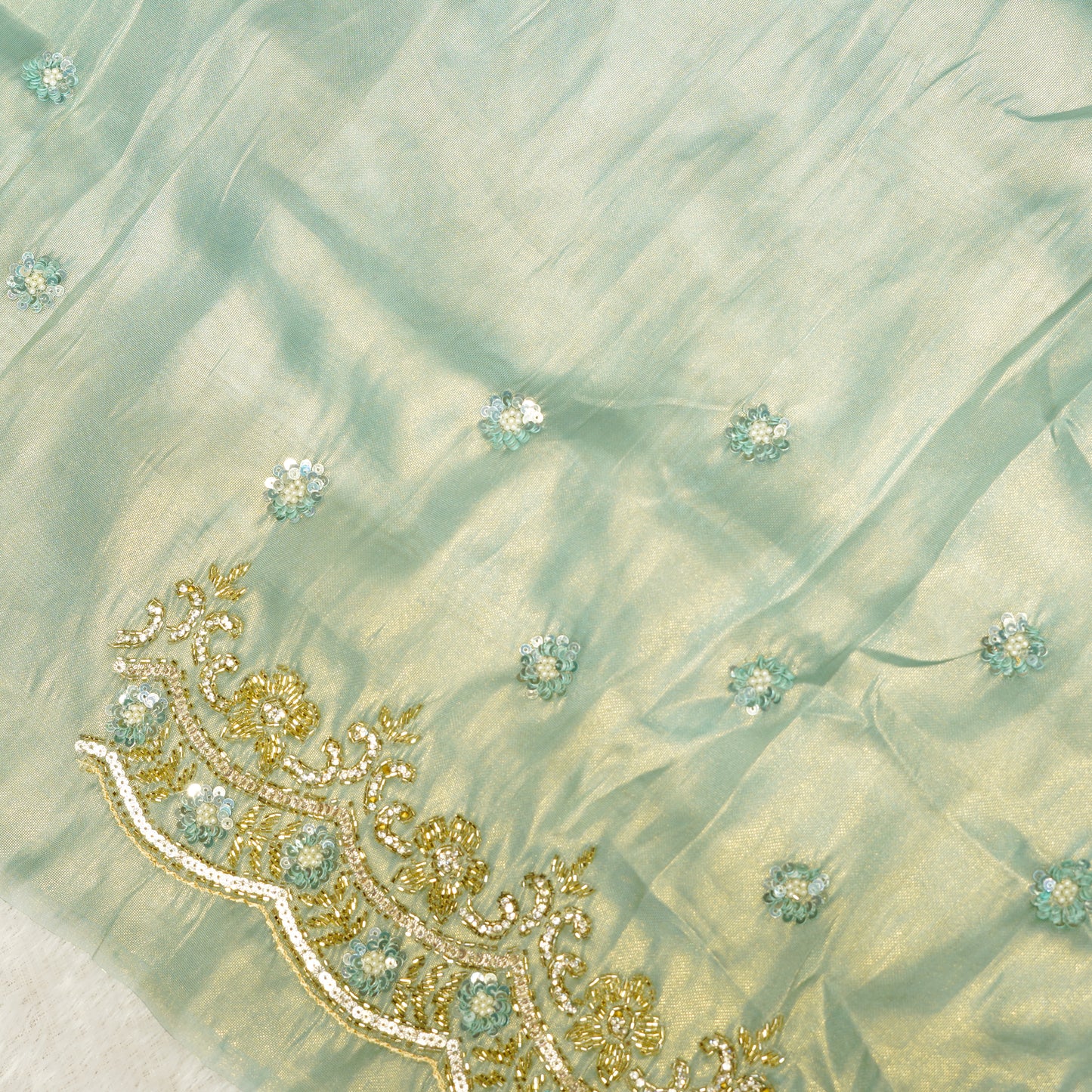 Powder Blue Designer Saree
