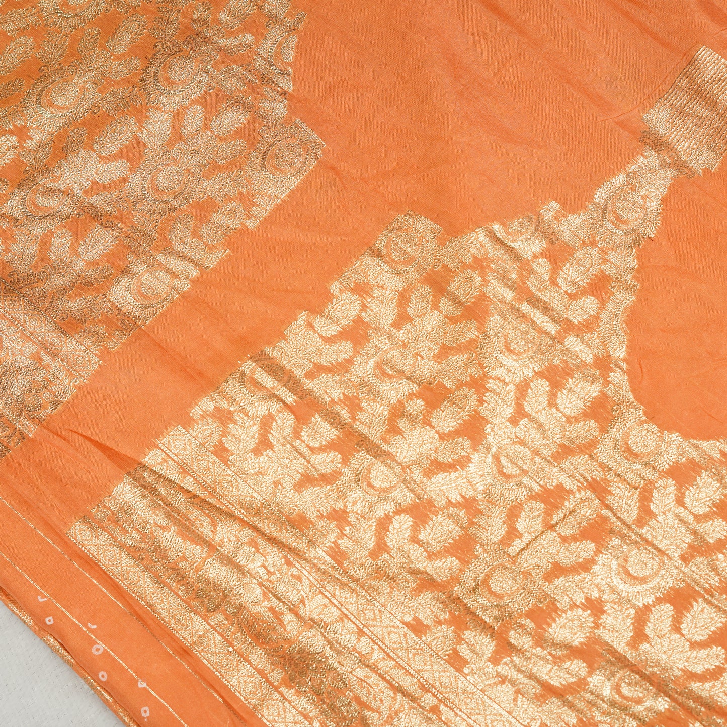 Peach Silver Zari Banarasi Saree