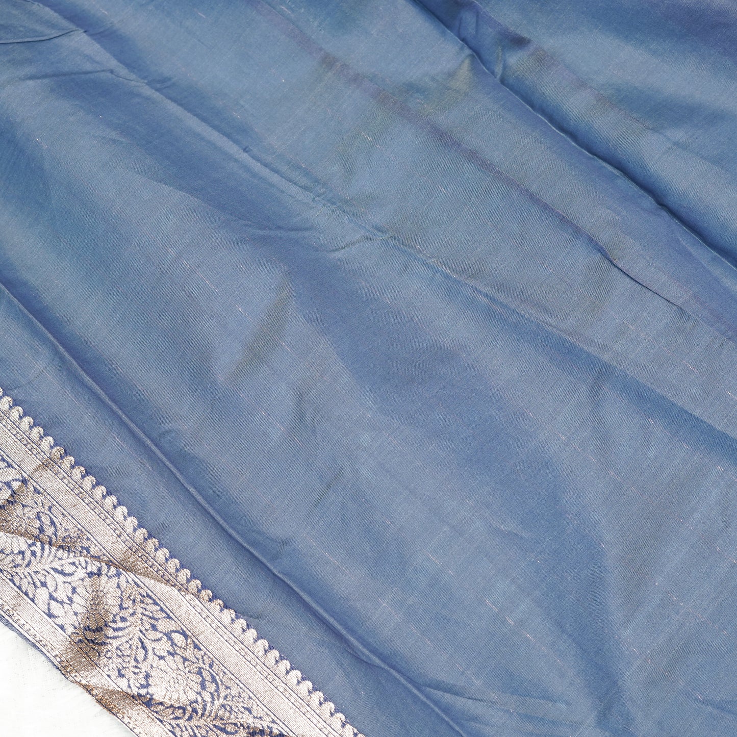 Sky blue cotton silk saree