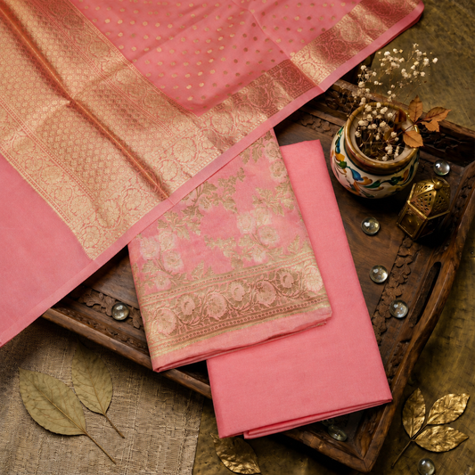 Light Pink Banarasi Silk Fabric