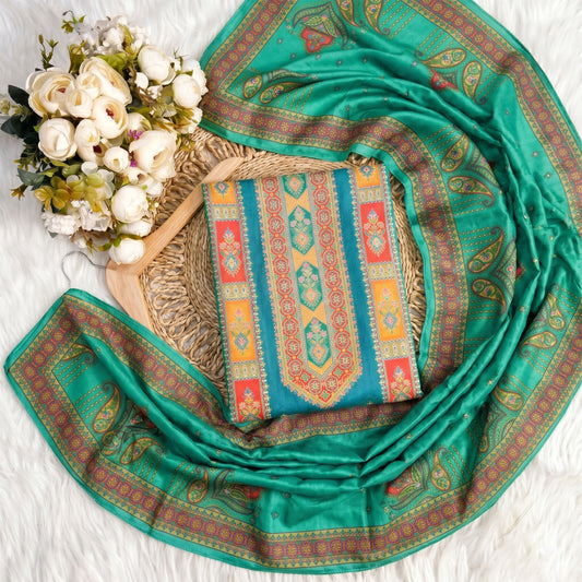 Turquoise Blue Banarasi Silk Fabric