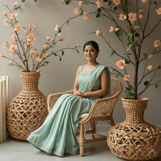 Mint Blue Crepe Saree