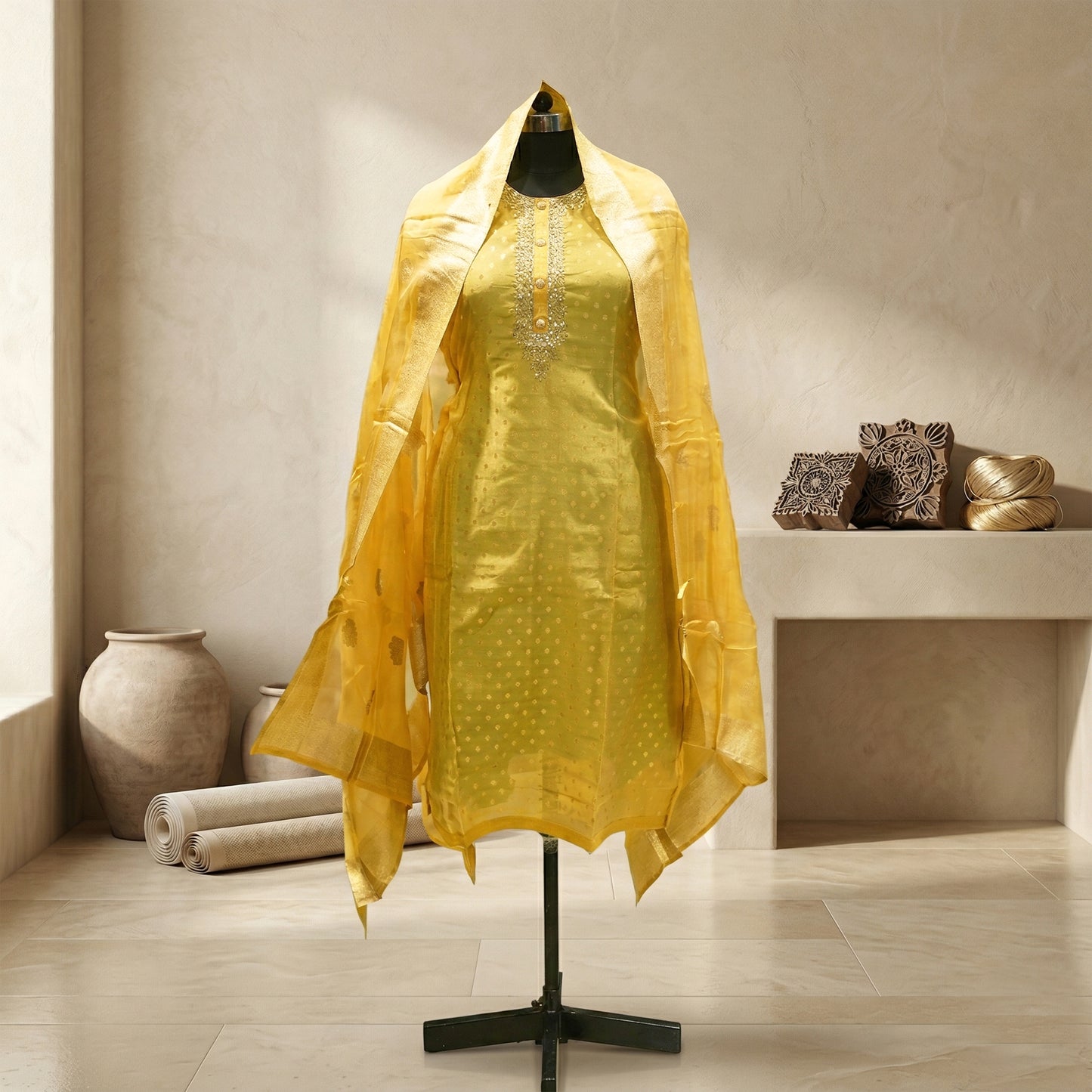Yellow 3-Piece Suit Fabric