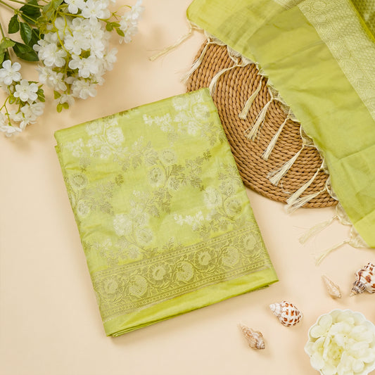 Light Green Banarasi Silk Fabric