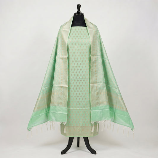 Mint Blue Banarasi Silk Fabric