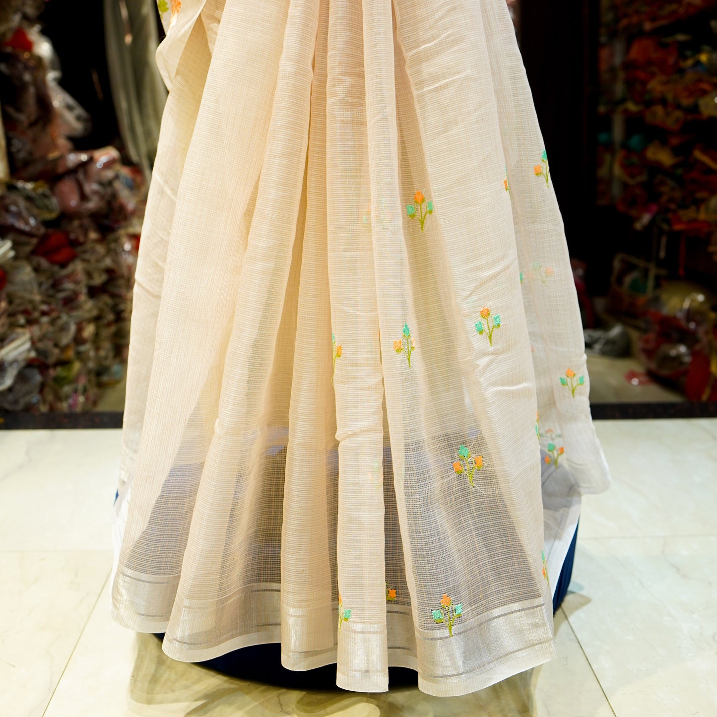 Chikoo cotton linen saree