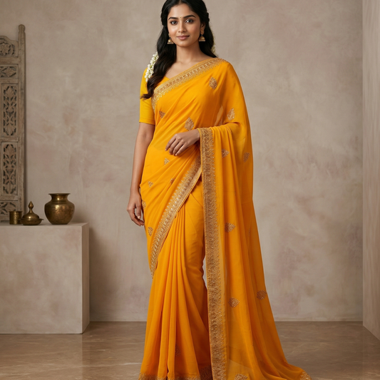 Mustard Yellow Saree