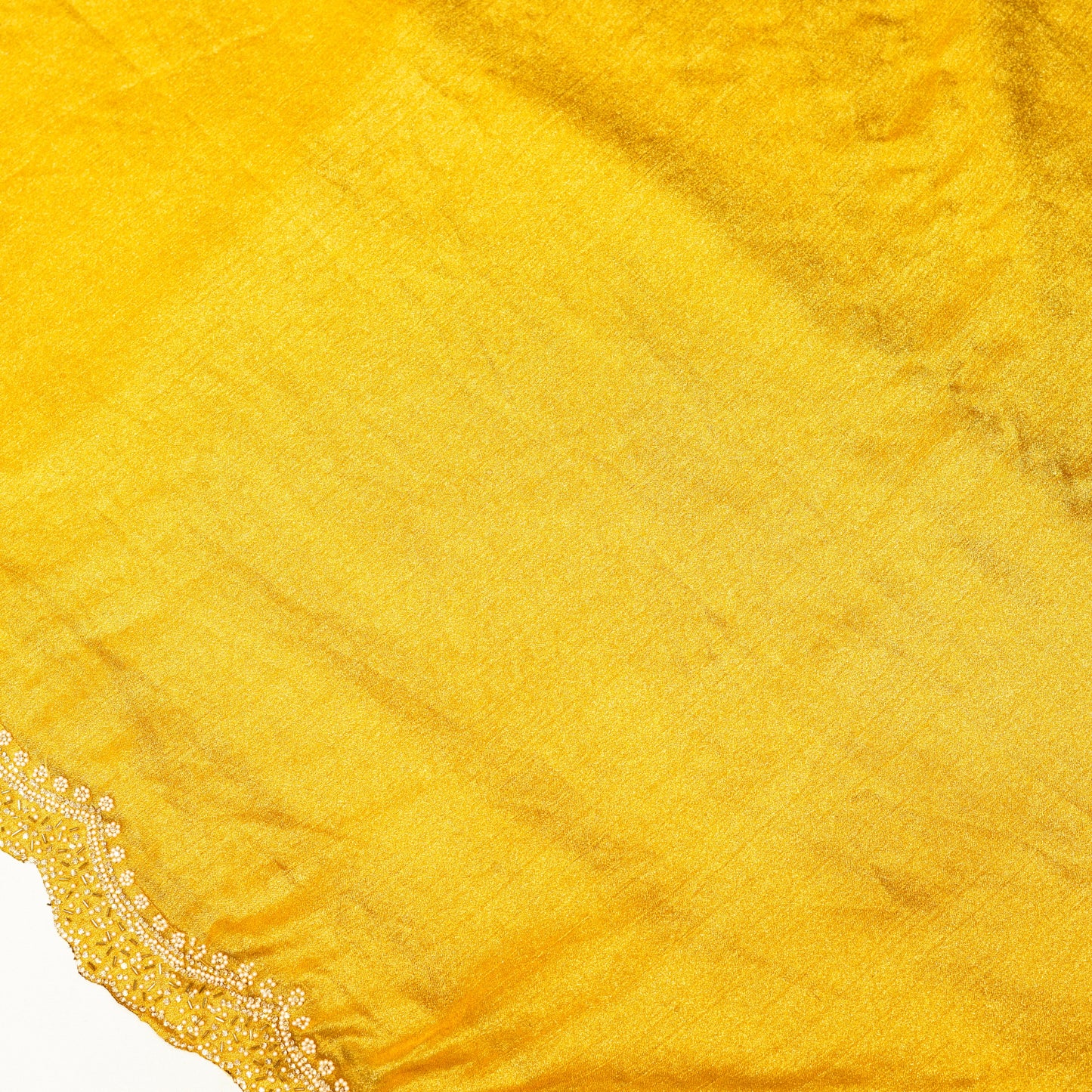 Mustard Yellow Satin Crepe Saree
