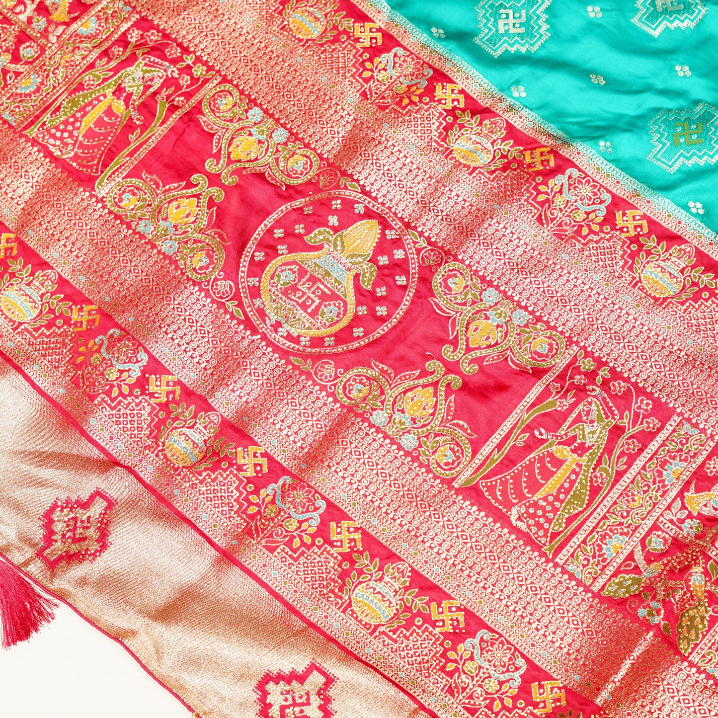 Turquoise Blue Zari  Saree