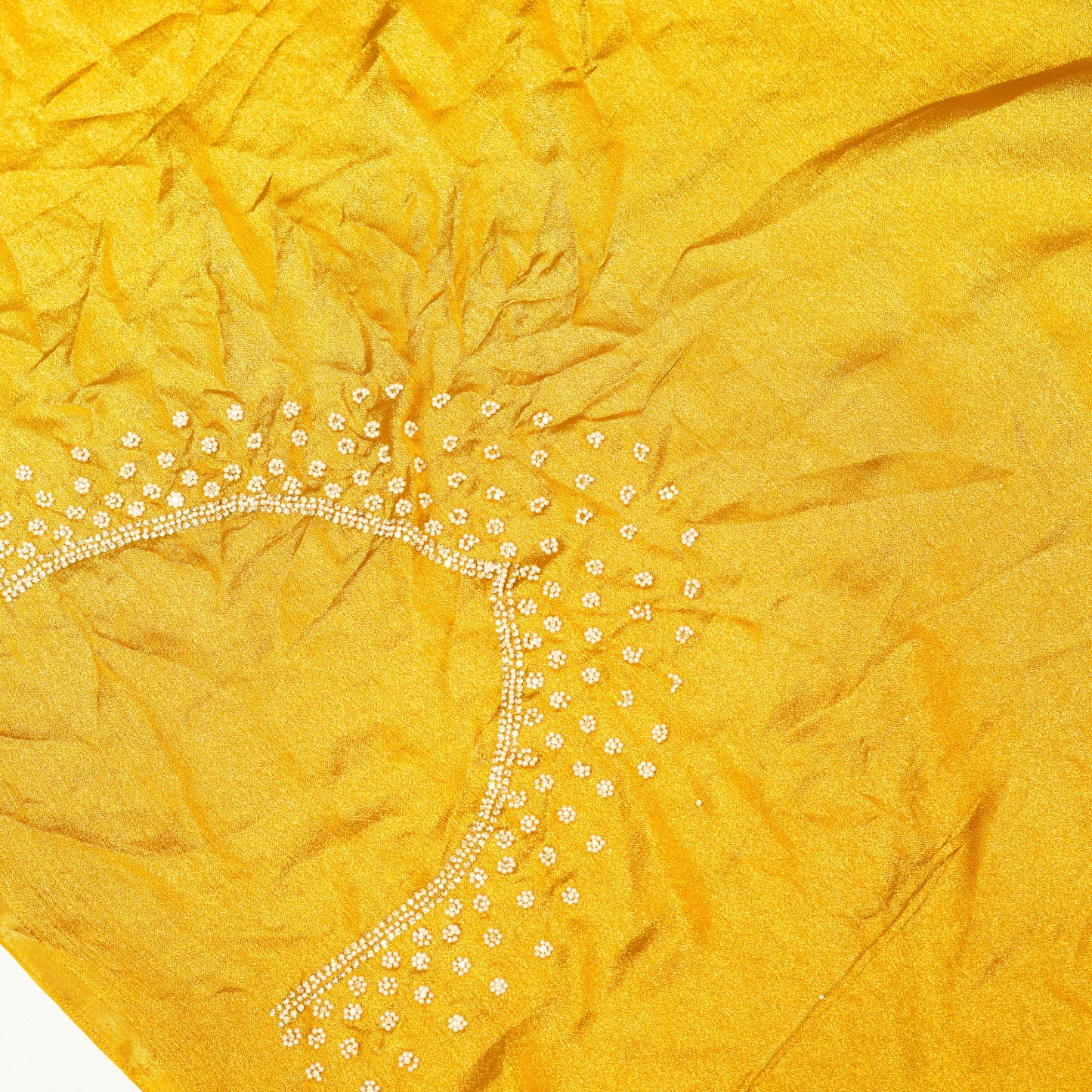 Mustard Yellow Satin Crepe Saree