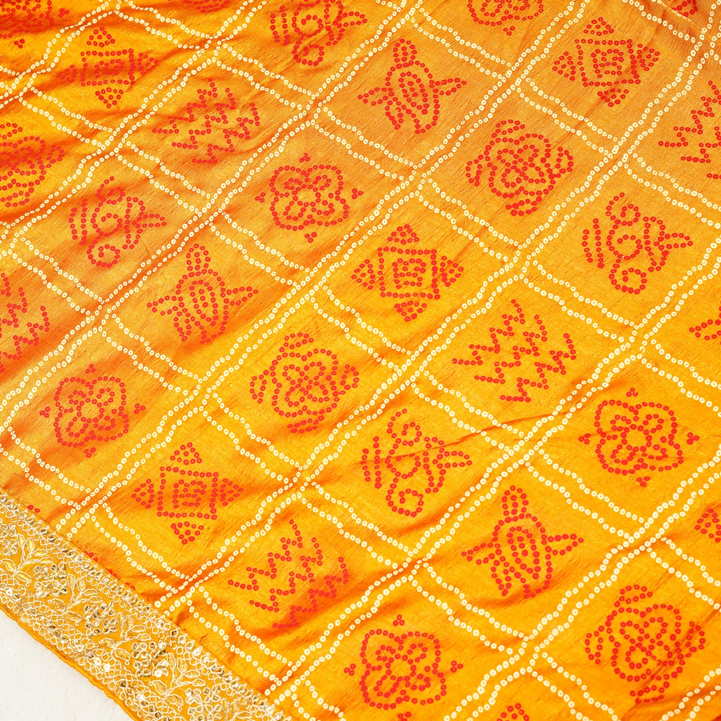 Mustard Yellow Bandhani Saree