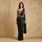 Black Crushed Tissue Silk Saree with Dupatta Silver & Black Stone Work Blouse | Designer Party Wear