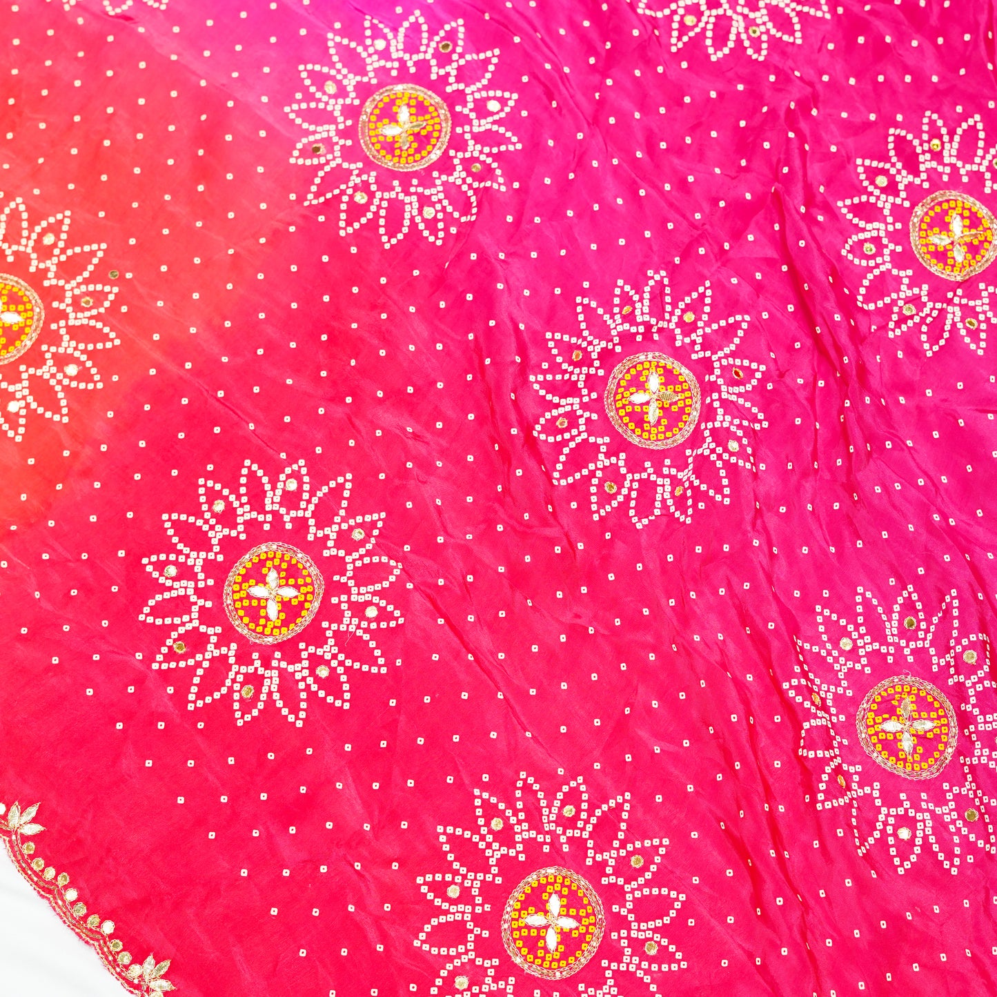 Pink Red Multicolour Pure Crepe Saree