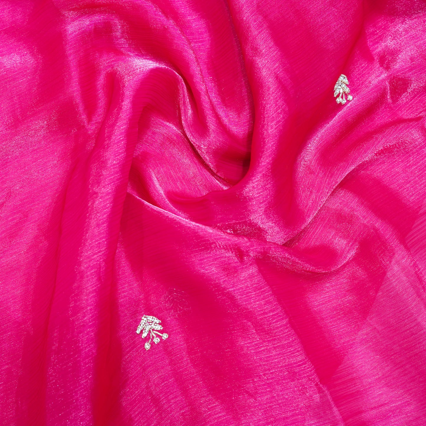 Luxury Wine Red Organza Saree