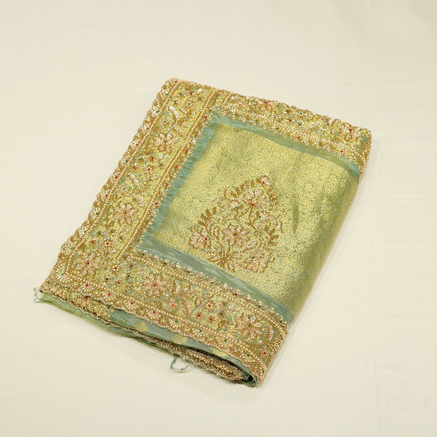 Mint Green Pure Crepe Silk Saree