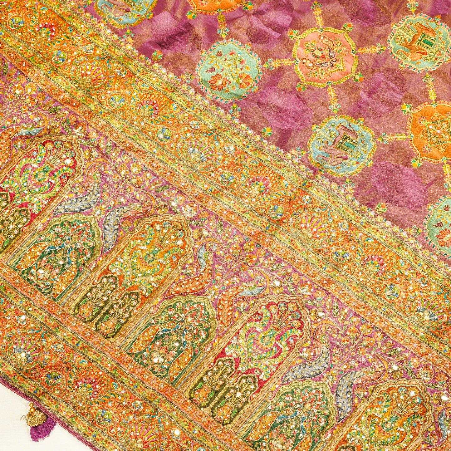 Royal Purple & Rust Orange Saree