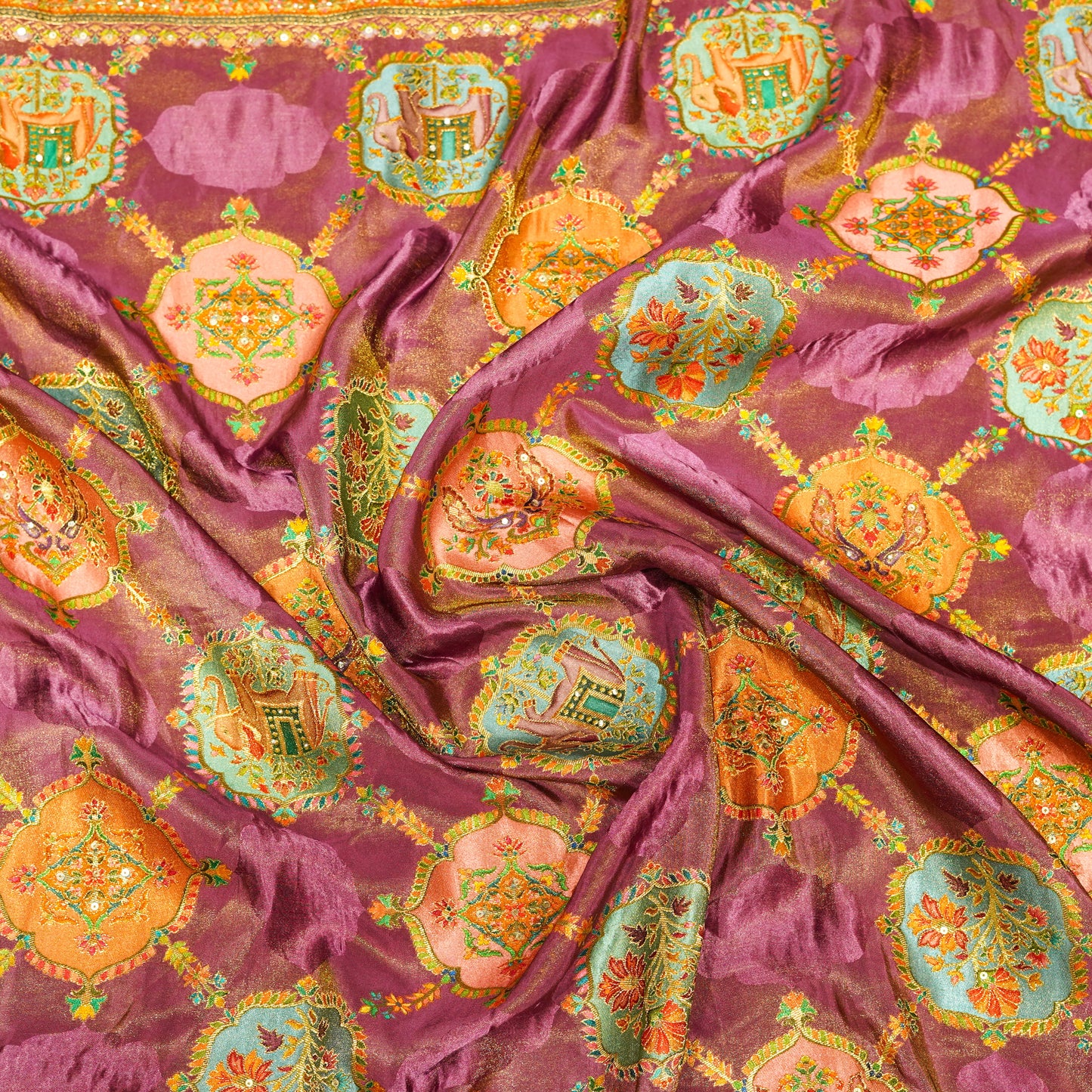Royal Purple & Rust Orange Saree