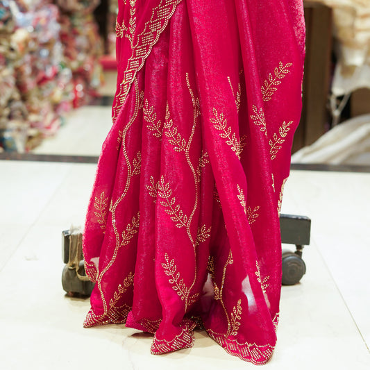 Wine Red Georgette Saree