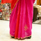 Pink Red Multicolour Pure Crepe Saree