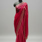 Luxury Wine Red Organza Saree
