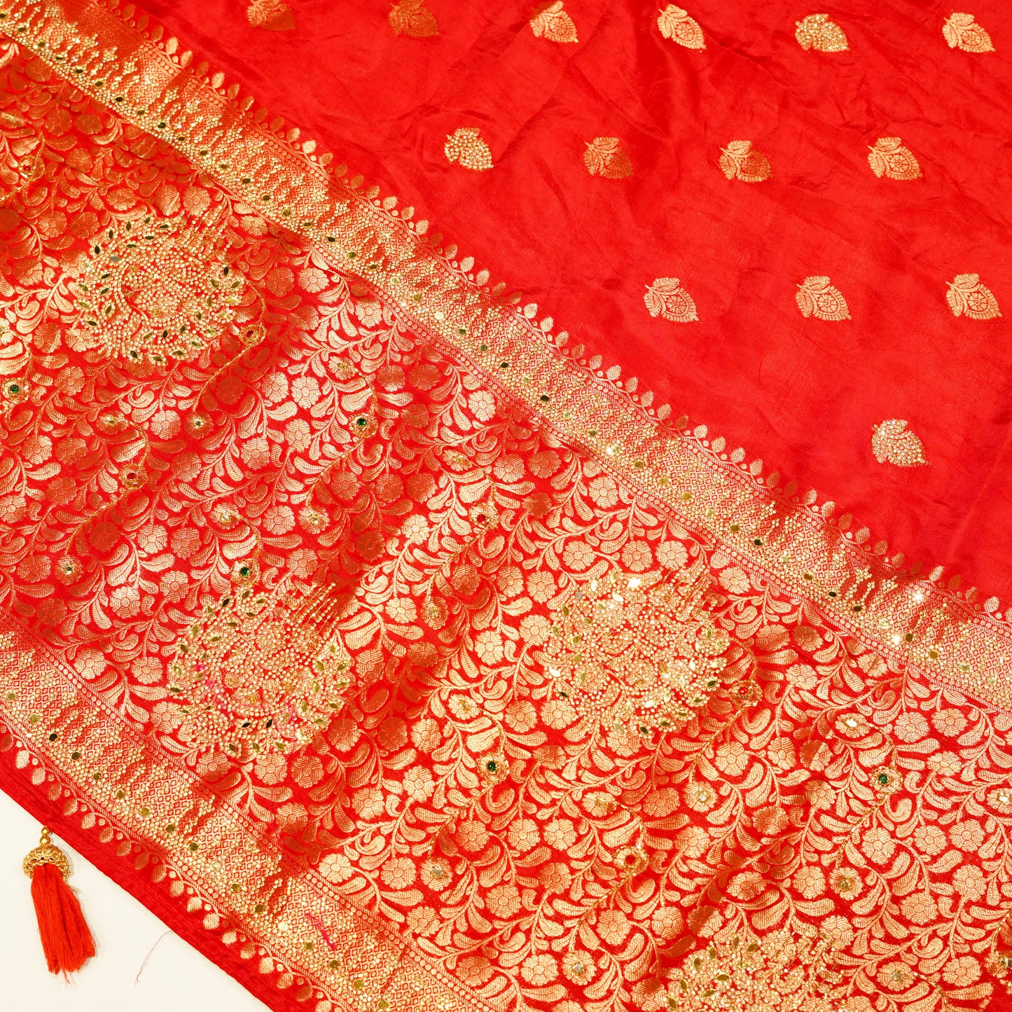 Elegant Red Crepe Saree