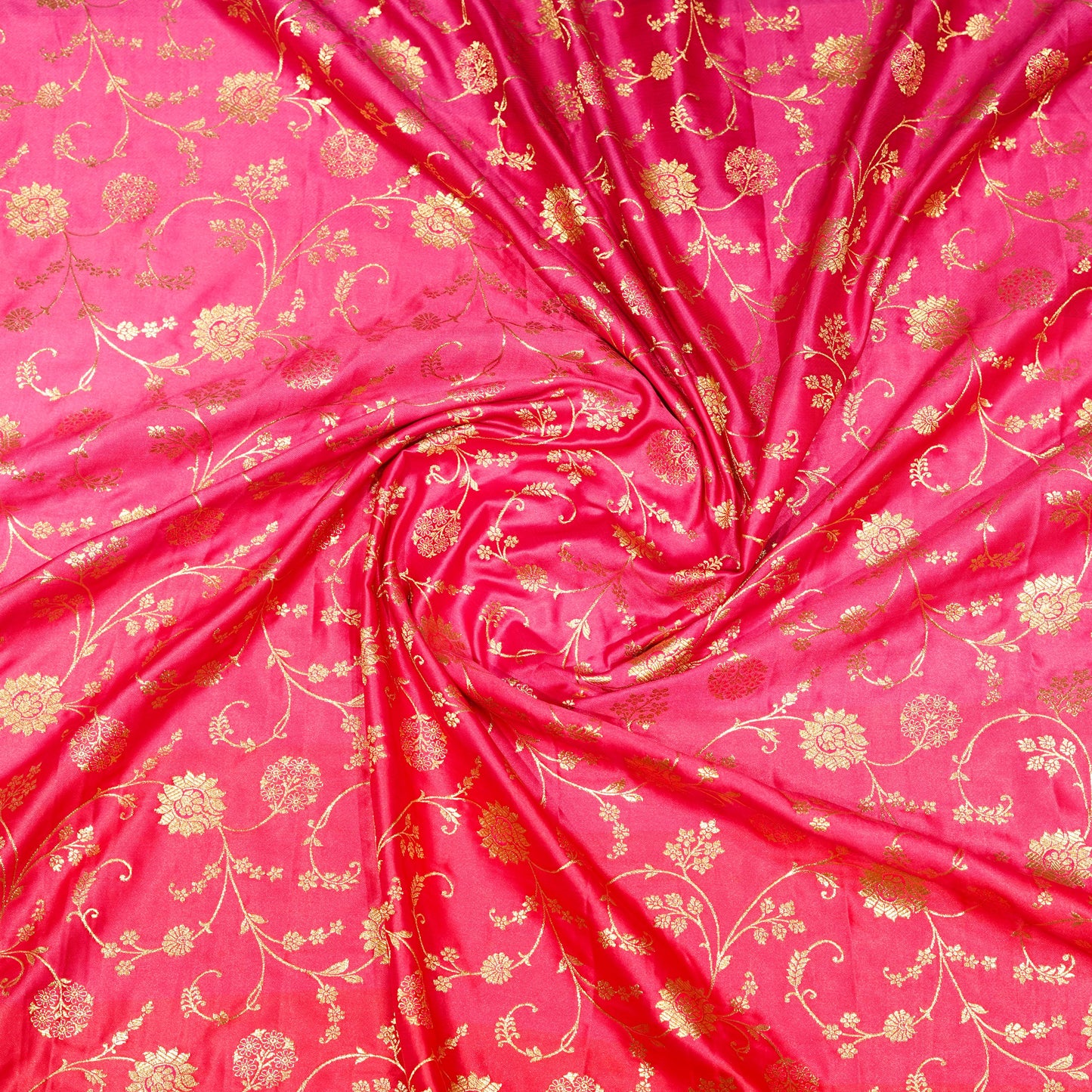 Pink Orange Multicolour Floral Zari Saree