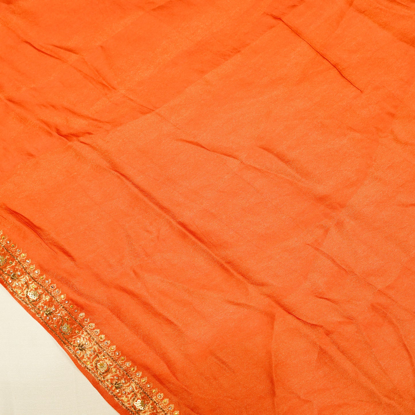 Luxury Orange Satin Silk Saree