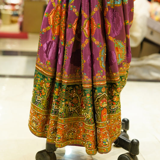 Royal Purple & Rust Orange Saree
