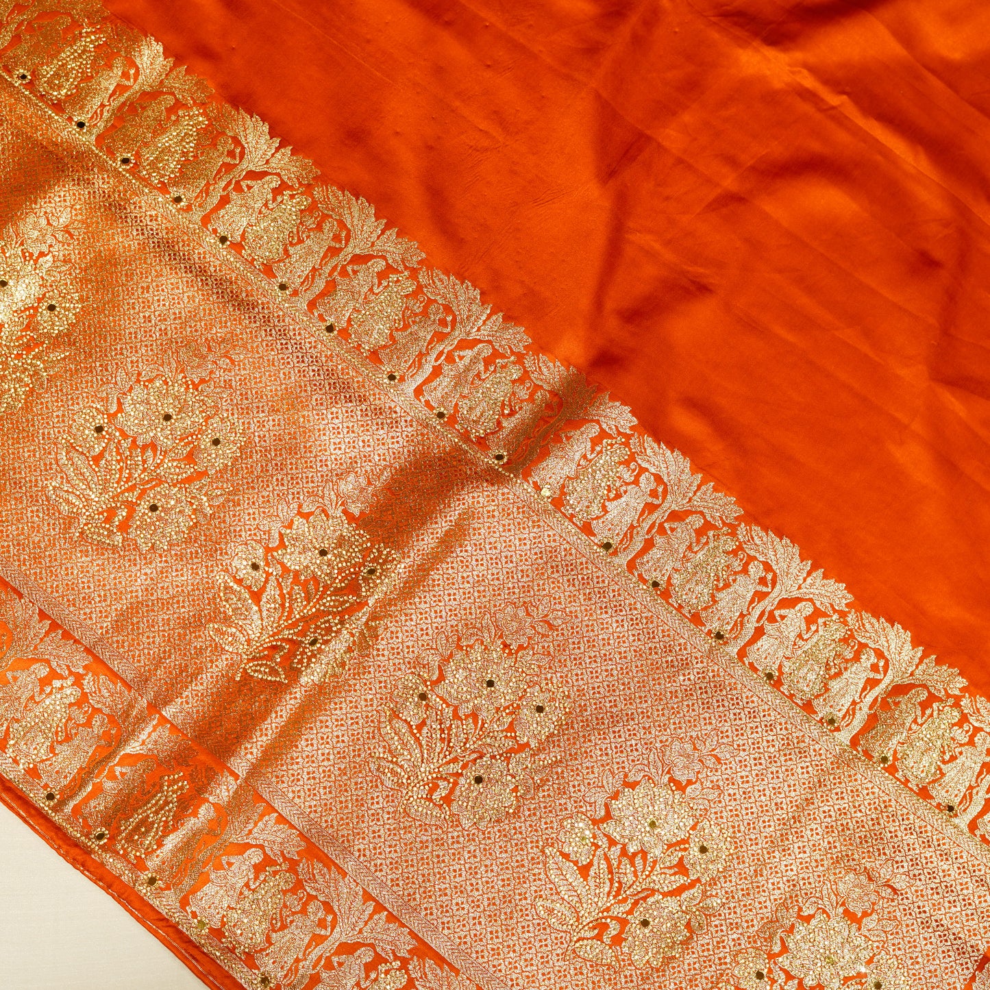 Orange Banarasi Silk Saree