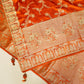 Orange Banarasi Silk Saree