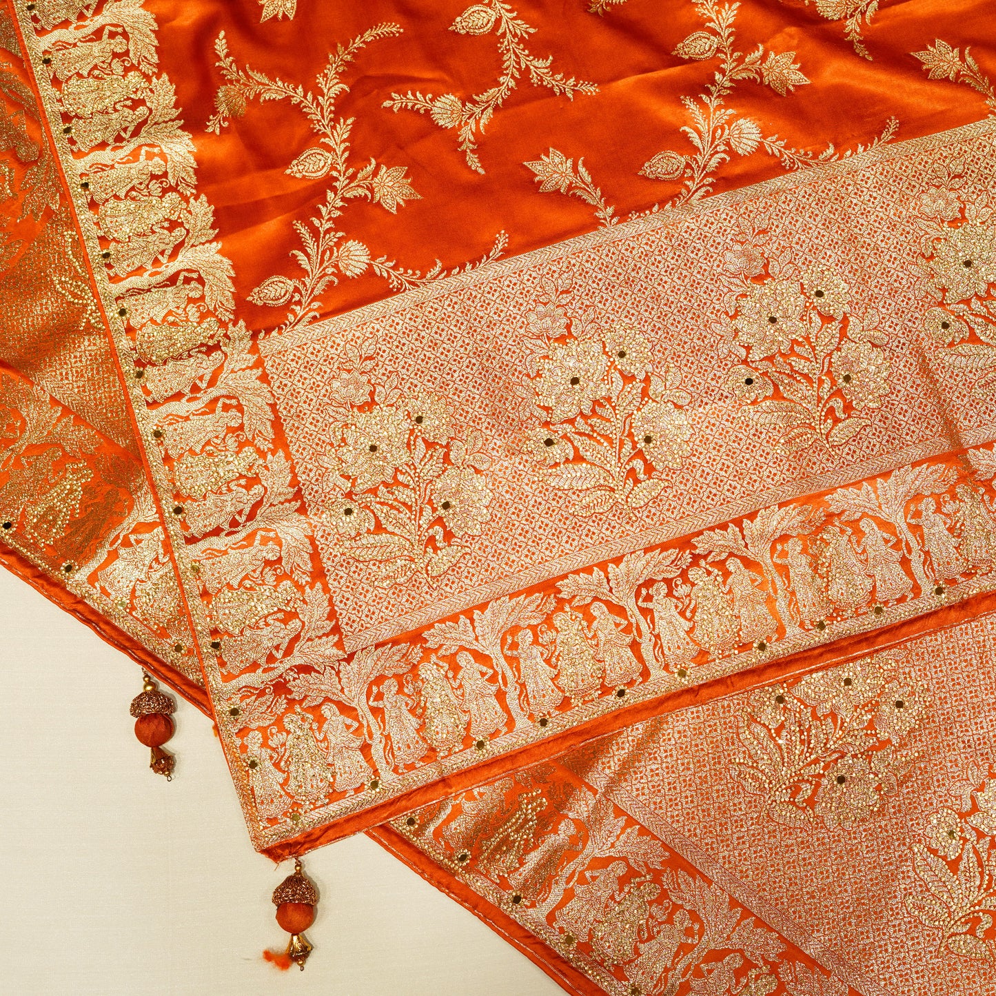 Orange Banarasi Silk Saree