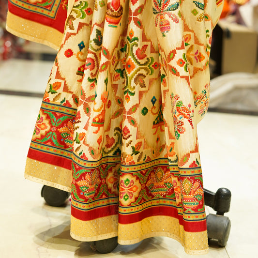 Elegant Ivory Silk Saree