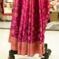 Pink Orange Multicolour Floral Zari Saree