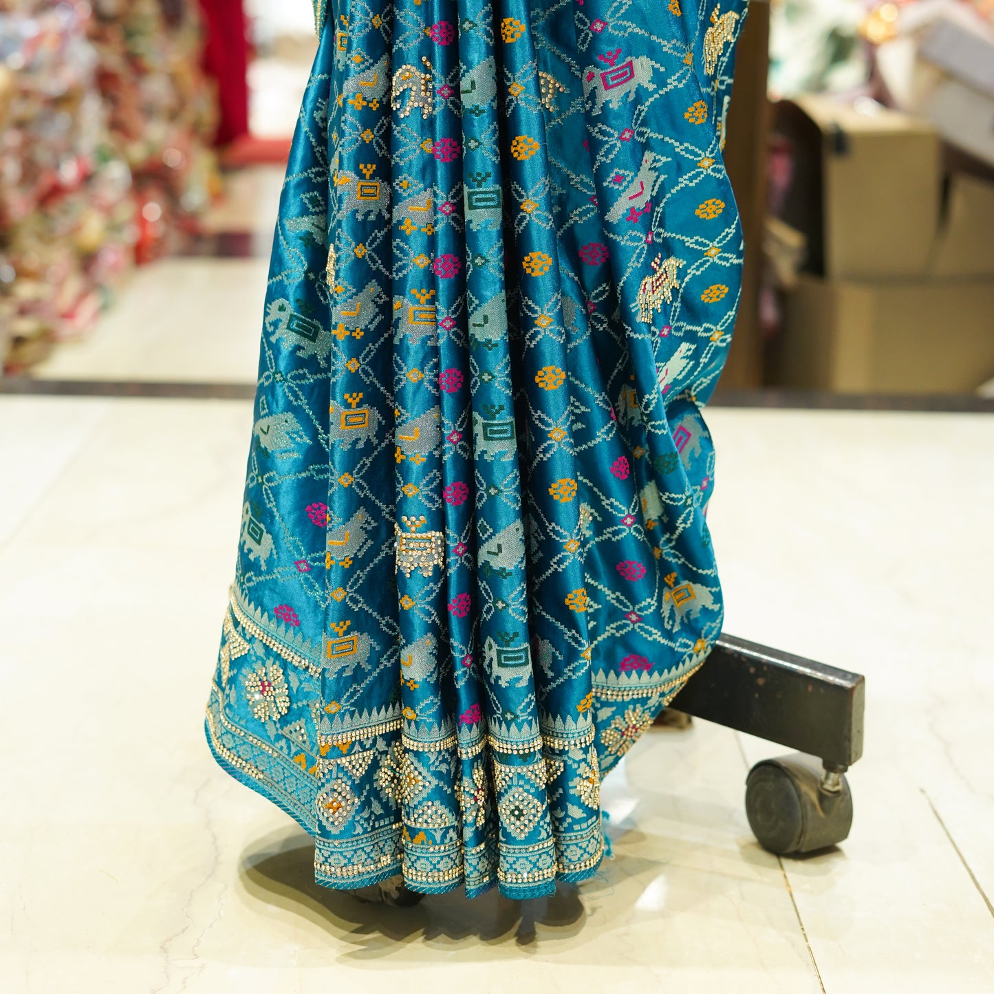 Royal Blue Ghat Chola Print Dolla Silk Saree