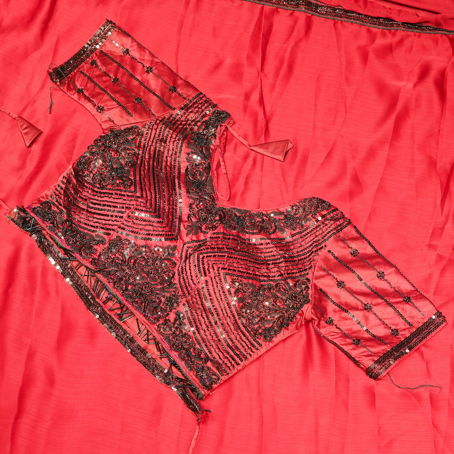 Dark Maroon Sequin Saree
