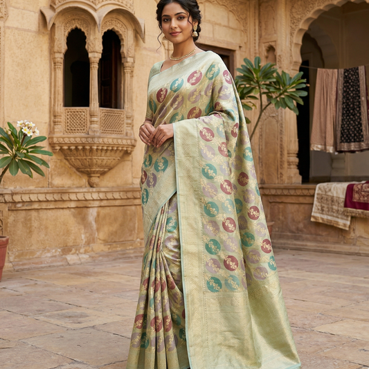 Mint Blue Patola Saree