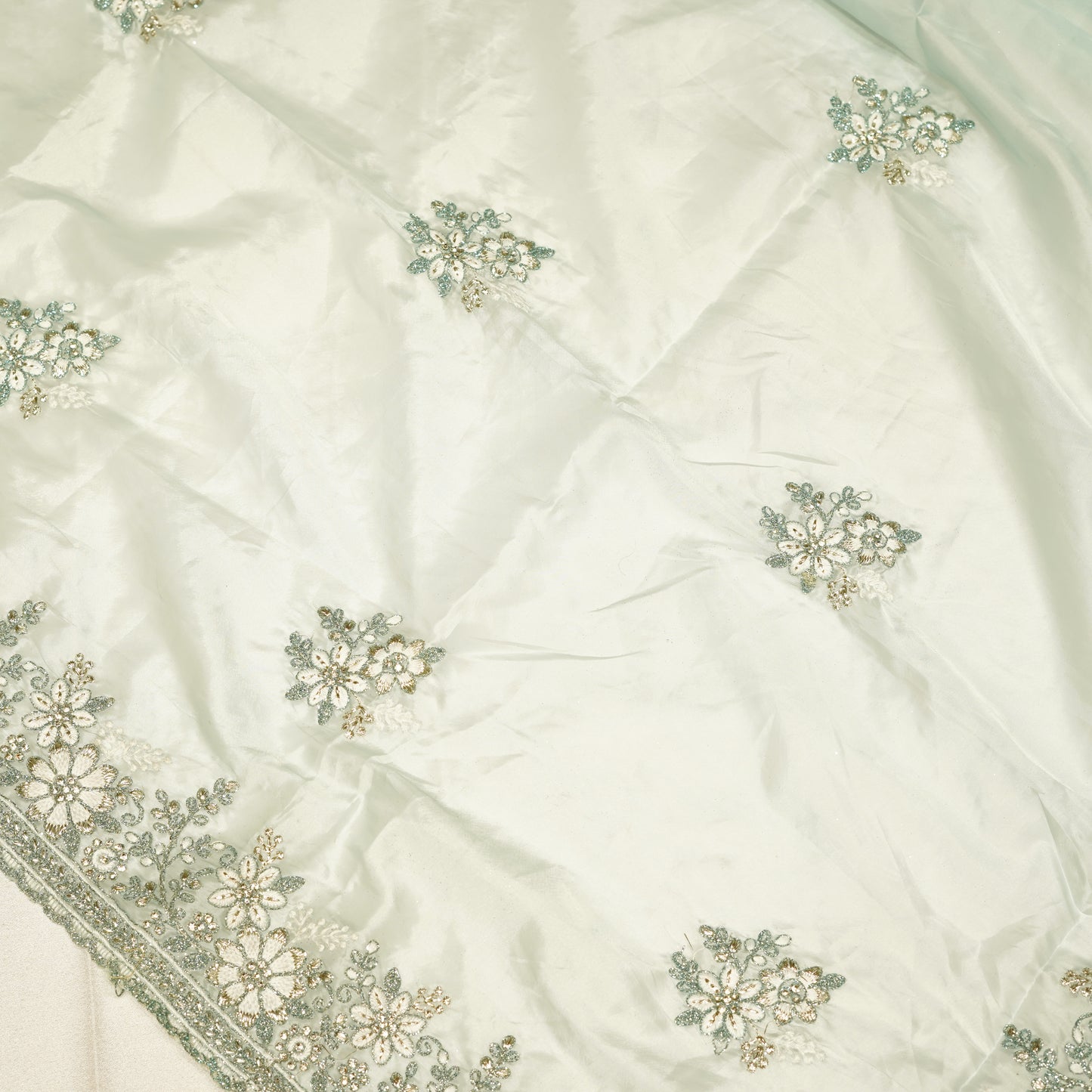 Mint Blue Glass Tissue Silk Saree
