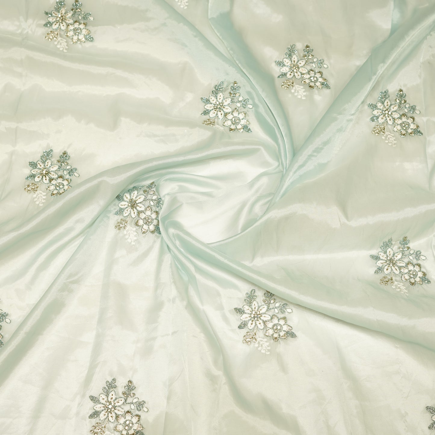 Mint Blue Glass Tissue Silk Saree