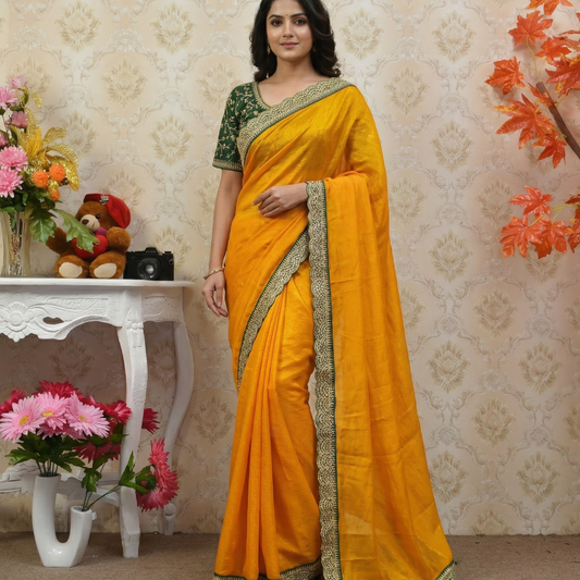 Yellow Designer Heavy Saree
