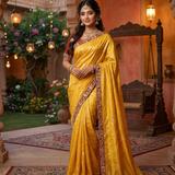 Yellow Gath Bandha Saree