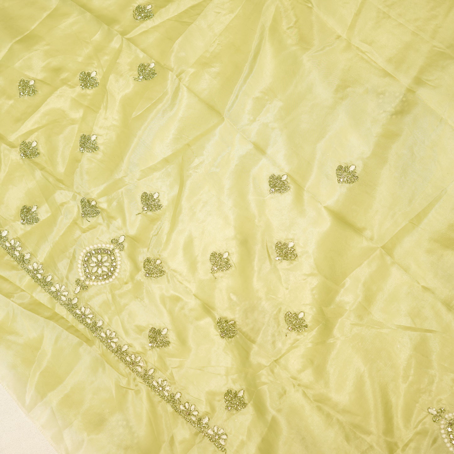 Mint Green Glass Tissue Silk Saree