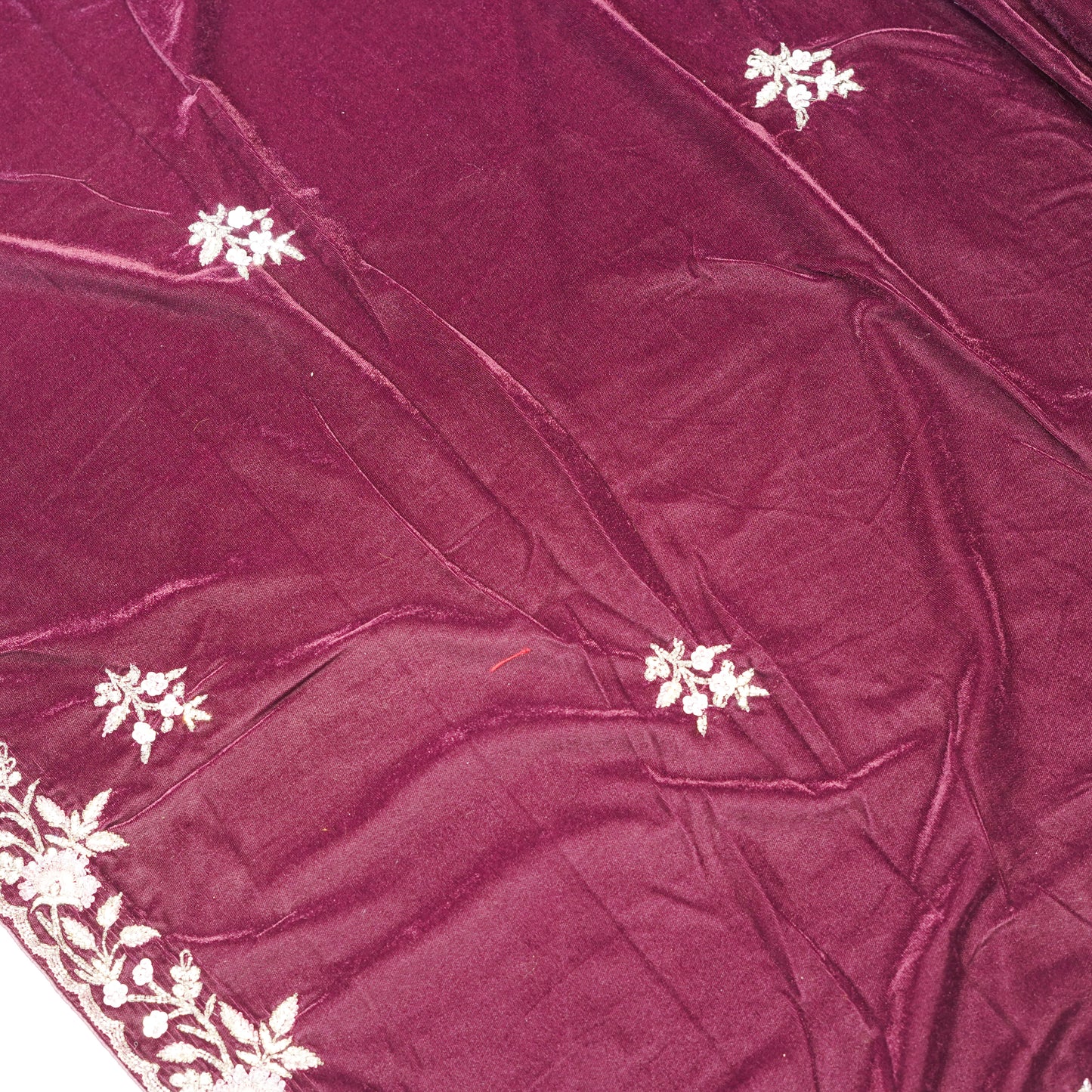 Purple Wine Velvet Saree